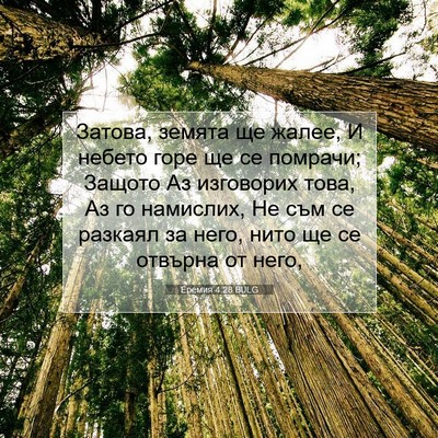 Picture 07 - Еремия 4:28 BULG - Затова, земята ще жалее, И - Bible Verse Picture