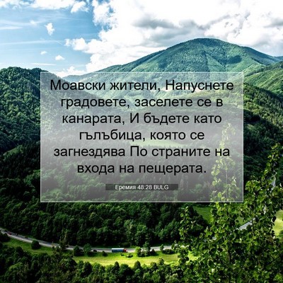 Picture 07 - Еремия 48:28 BULG - Моавски жители, Напуснете - Bible Verse Picture