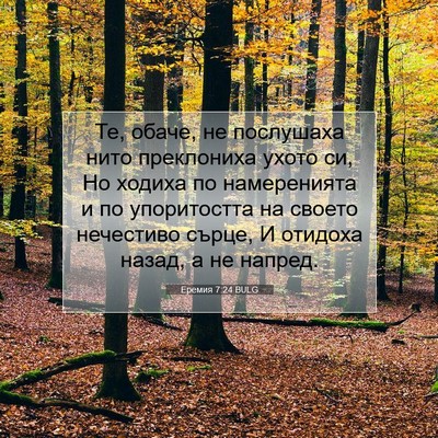 Picture 07 - Еремия 7:24 BULG - Те, обаче, не послушаха - Bible Verse Picture
