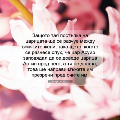 Picture 07 - Естир 1:17 BULG - Защото тая постъпка на - Bible Verse Picture