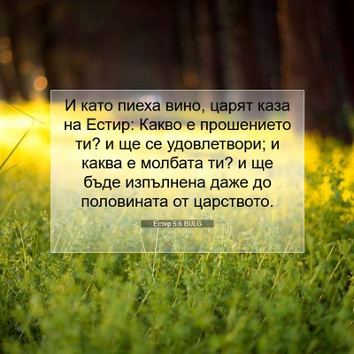 Picture 07 - Естир 5:6 BULG - И като пиеха вино, царят - Bible Verse Picture