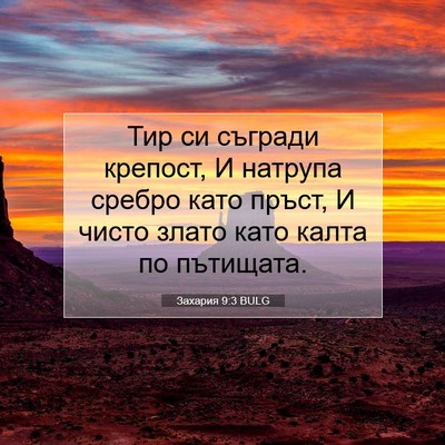 Picture 07 - Захария 9:3 BULG - Тир си съгради крепост, И - Bible Verse Picture