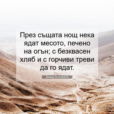 Picture 07 - Изход 12:8 BULG - През същата нощ нека ядат - Bible Verse Picture