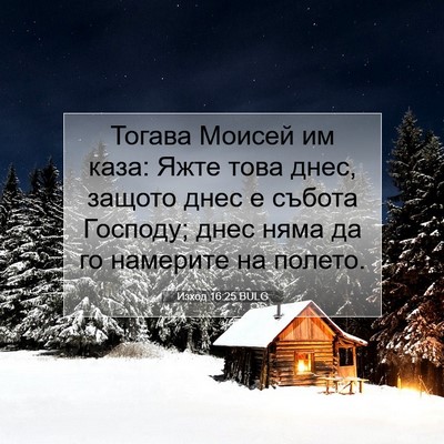 Picture 07 - Изход 16:25 BULG - Тогава Моисей им каза: Яжте - Bible Verse Picture