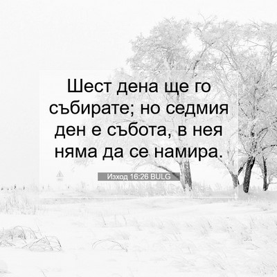 Picture 07 - Изход 16:26 BULG - Шест дена ще го събирате; - Bible Verse Picture