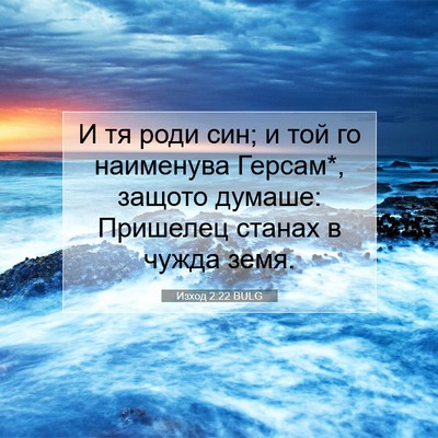 Picture 07 - Изход 2:22 BULG - И тя роди син; и той го - Bible Verse Picture