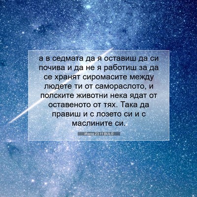 Picture 07 - Изход 23:11 BULG - а в седмата да я оставиш да - Bible Verse Picture