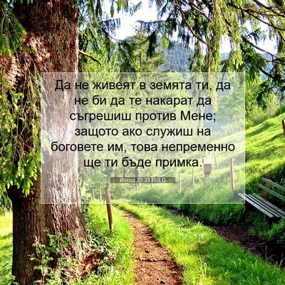 Picture 07 - Изход 23:33 BULG - Да не живеят в земята ти, да - Bible Verse Picture