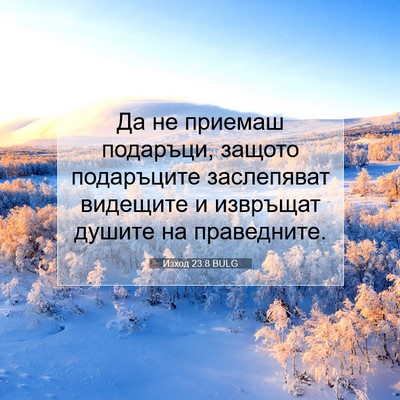 Picture 07 - Изход 23:8 BULG - Да не приемаш подаръци, - Bible Verse Picture