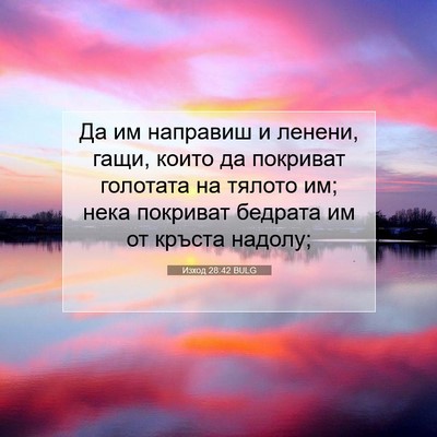 Picture 07 - Изход 28:42 BULG - Да им направиш и ленени, - Bible Verse Picture