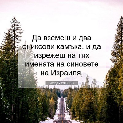 Picture 07 - Изход 28:9 BULG - Да вземеш и два ониксови - Bible Verse Picture