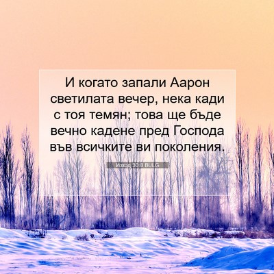 Picture 07 - Изход 30:8 BULG - И когато запали Аарон - Bible Verse Picture