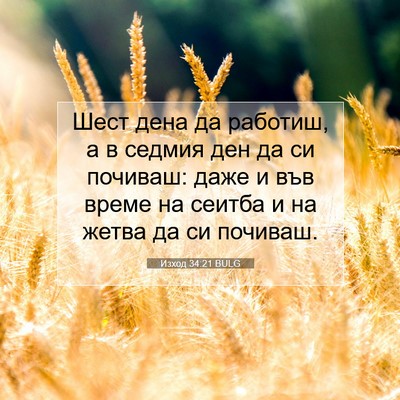 Picture 07 - Изход 34:21 BULG - Шест дена да работиш, а в - Bible Verse Picture