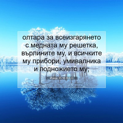 Picture 07 - Изход 35:16 BULG - олтара за всеизгарянето с - Bible Verse Picture