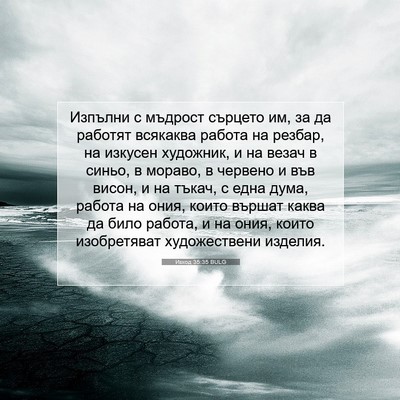 Picture 07 - Изход 35:35 BULG - Изпълни с мъдрост сърцето - Bible Verse Picture