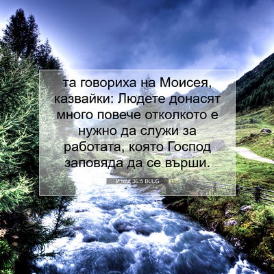 Picture 07 - Изход 36:5 BULG - та говориха на Моисея, - Bible Verse Picture
