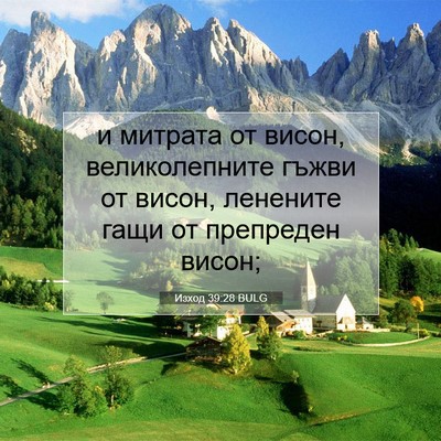 Picture 07 - Изход 39:28 BULG - и митрата от висон, - Bible Verse Picture