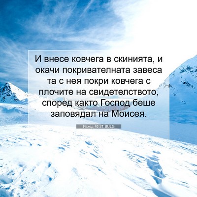 Picture 07 - Изход 40:21 BULG - И внесе ковчега в скинията, - Bible Verse Picture