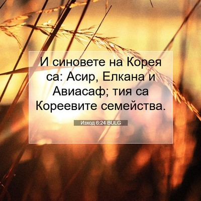 Picture 07 - Изход 6:24 BULG - И синовете на Корея са: - Bible Verse Picture