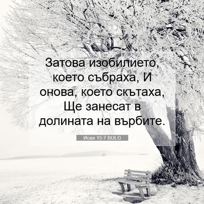 Picture 07 - Исая 15:7 BULG - Затова изобилието, което - Bible Verse Picture