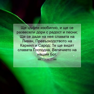 Picture 07 - Исая 35:2 BULG - Ще цъфти изобилно, и ще се - Bible Verse Picture
