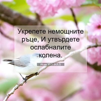 Picture 07 - Исая 35:3 BULG - Укрепете немощните ръце, И - Bible Verse Picture