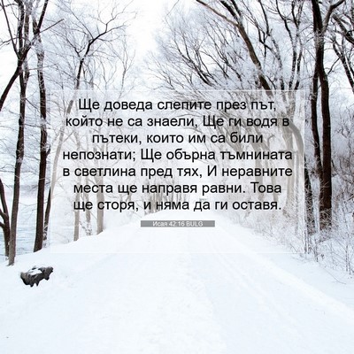 Picture 07 - Исая 42:16 BULG - Ще доведа слепите през път, - Bible Verse Picture