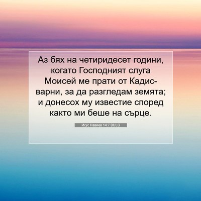 Picture 07 - Исус Навиев 14:7 BULG - Аз бях на четиридесет - Bible Verse Picture