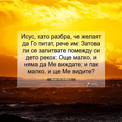 Picture 07 - Йоан 16:19 BULG - Исус, като разбра, че - Bible Verse Picture