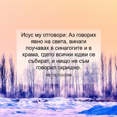 Picture 07 - Йоан 18:20 BULG - Исус му отговори: Аз - Bible Verse Picture