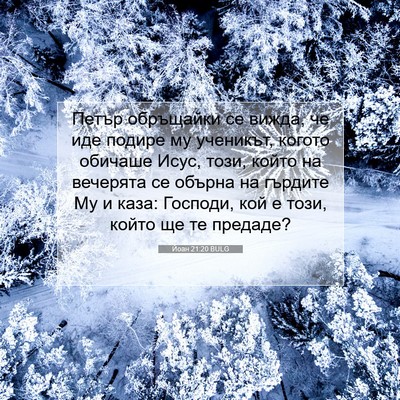 Picture 07 - Йоан 21:20 BULG - Петър обръщайки се вижда, - Bible Verse Picture