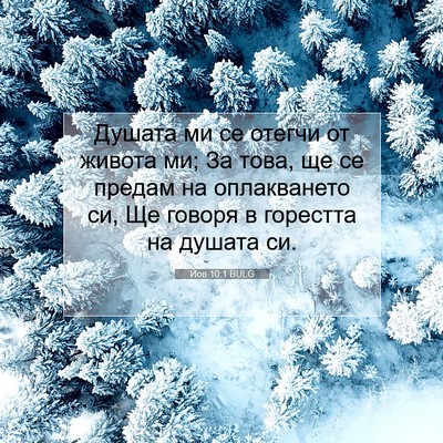 Picture 07 - Йов 10:1 BULG - Душата ми се отегчи от - Bible Verse Picture