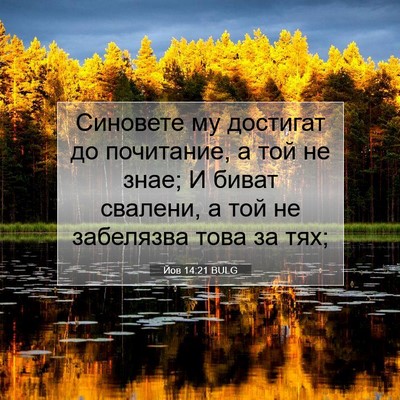 Picture 07 - Йов 14:21 BULG - Синовете му достигат до - Bible Verse Picture