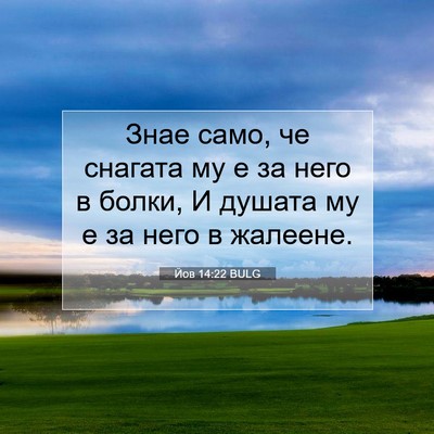 Picture 07 - Йов 14:22 BULG - Знае само, че снагата му е - Bible Verse Picture