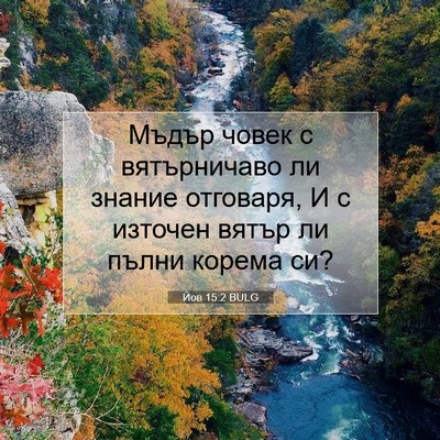 Picture 07 - Йов 15:2 BULG - Мъдър човек с вятърничаво - Bible Verse Picture