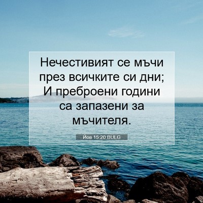 Picture 07 - Йов 15:20 BULG - Нечестивият се мъчи през - Bible Verse Picture