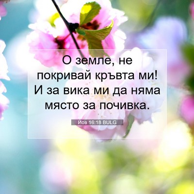 Picture 07 - Йов 16:18 BULG - О земле, не покривай кръвта - Bible Verse Picture