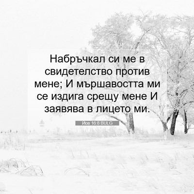 Picture 07 - Йов 16:8 BULG - Набръчкал си ме в - Bible Verse Picture