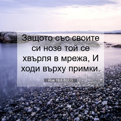 Picture 07 - Йов 18:8 BULG - Защото със своите си нозе - Bible Verse Picture