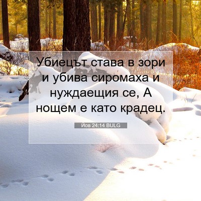 Picture 07 - Йов 24:14 BULG - Убиецът става в зори и - Bible Verse Picture