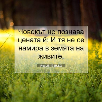 Picture 07 - Йов 28:13 BULG - Човекът не познава цената - Bible Verse Picture