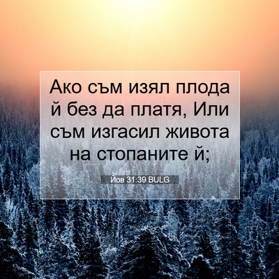 Picture 07 - Йов 31:39 BULG - Ако съм изял плода й без да - Bible Verse Picture