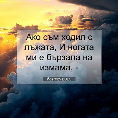 Picture 07 - Йов 31:5 BULG - Ако съм ходил с лъжата, И - Bible Verse Picture