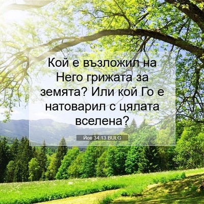 Picture 07 - Йов 34:13 BULG - Кой е възложил на Него - Bible Verse Picture