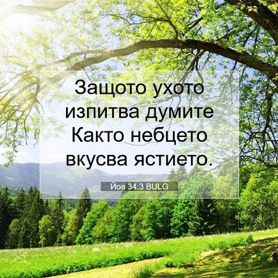 Picture 07 - Йов 34:3 BULG - Защото ухото изпитва - Bible Verse Picture