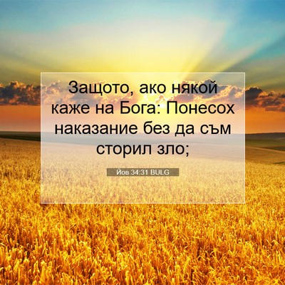 Picture 07 - Йов 34:31 BULG - Защото, ако някой каже на - Bible Verse Picture
