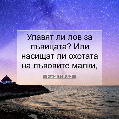 Picture 07 - Йов 38:39 BULG - Улавят ли лов за лъвицата? - Bible Verse Picture