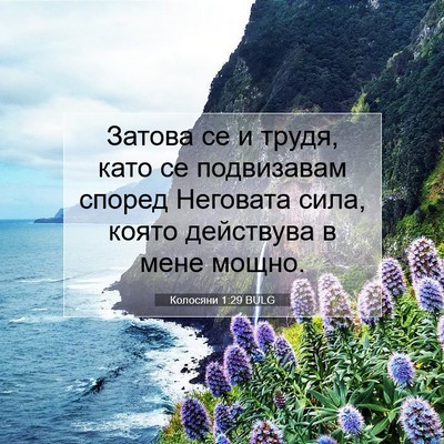 Picture 07 - Колосяни 1:29 BULG - Затова се и трудя, като се - Bible Verse Picture