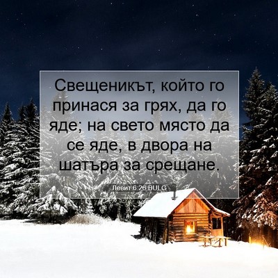 Picture 07 - Левит 6:26 BULG - Свещеникът, който го - Bible Verse Picture