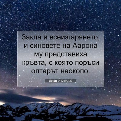 Picture 07 - Левит 9:12 BULG - Закла и всеизгарянето; и - Bible Verse Picture